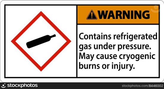 Warning Contains Refrigerated Gas Under Pressure GHS Sign
