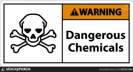Warning Dangerous Chemicalsl Sign On White Background