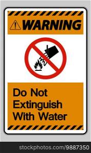 Warning Do Not Extinguish With Water Symbol Sign On White Background