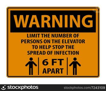 Warning Elevator Physical Distancing Sign Isolate On White Background,Vector Illustration EPS.10