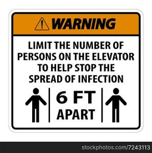 Warning Elevator Physical Distancing Sign Isolate On White Background,Vector Illustration EPS.10