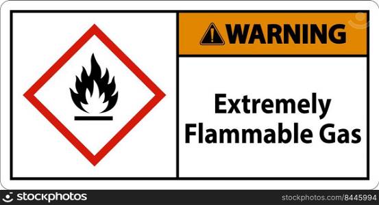 Warning Extremely Flammable Gas GHS Sign On White Background