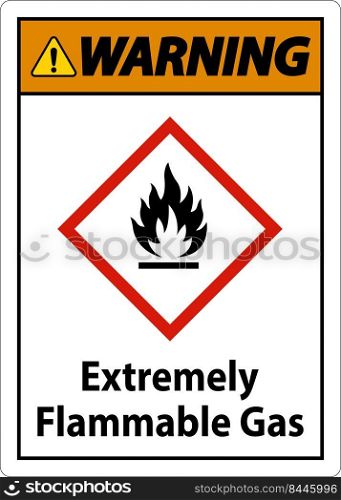 Warning Extremely Flammable Gas GHS Sign On White Background