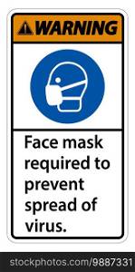 Warning Face mask required to prevent spread of virus sign on white background 