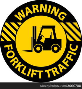 Warning Forklift Traffic Floor Sign On White Background