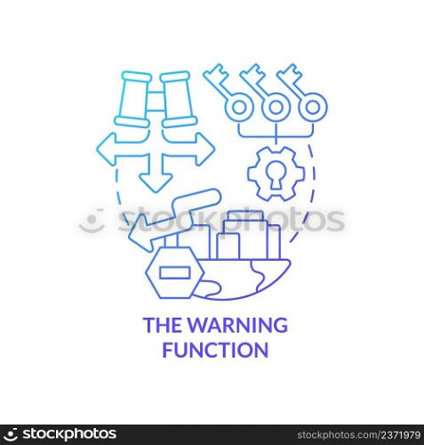 Warning function blue gradient concept icon. Financial system safety. National economic security abstract idea thin line illustration. Isolated outline drawing. Myriad Pro-Bold font used. Warning function blue gradient concept icon