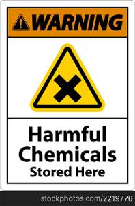 Warning Harmful Chemicals Stored Here Sign On White Background
