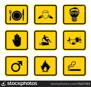 Warning Hazard Symbols labels Sign Isolated on White Background,Vector Illustration
