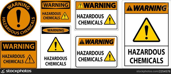 Warning Hazardous Chemicals Sign On White Background