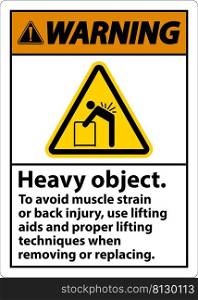 Warning Heavy Object Use Lifting Aids Label On White Background