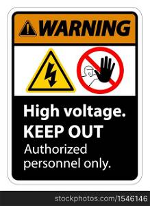 Warning High Voltage Keep Out Sign Isolate On White Background,Vector Illustration EPS.10