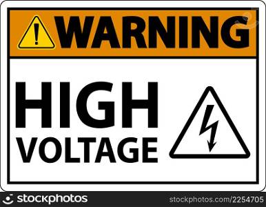 Warning High Voltage Sign On White Background