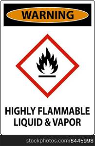Warning Highly Flammable Liquid and Vapor GHS Sign