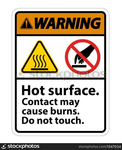Warning Hot Surface Do Not Touch Symbol Sign Isolate on White Background,Vector Illustration