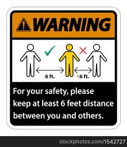 Warning Keep 6 Feet Distance,For your safety,please keep at least 6 feet distance between you and others.