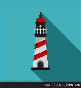 Warning lighthouse icon. Flat illustration of warning lighthouse vector icon for web design. Warning lighthouse icon, flat style