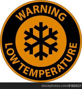 Warning Low temperature symbol and text safety sign.