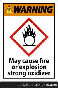 Warning May Cause Fire Or Explosion Sign On White Background