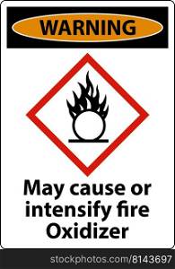 Warning May Cause Or Intensify Fire GHS Sign On White Background