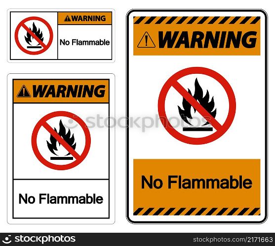 Warning No Flammable Symbol Sign On White Background