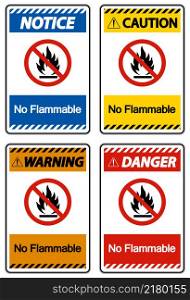 Warning No Flammable Symbol Sign On White Background