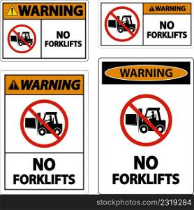 Warning No Forklifts Sign On White Background