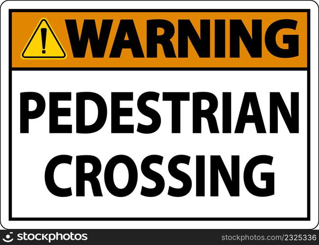 Warning Pedestrian Crossing Sign On White Background