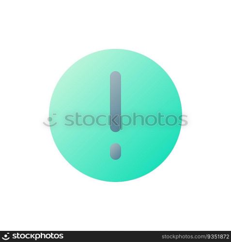 Warning pixel perfect flat gradient two-color ui icon. Exclamation mark in circle. Pay attention. Simple filled pictogram. GUI, UX design for mobile application. Vector isolated RGB illustration. Warning pixel perfect flat gradient two-color ui icon