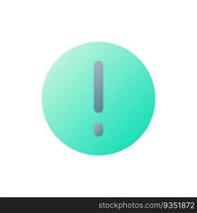 Warning pixel perfect flat gradient two-color ui icon. Exclamation mark in circle. Pay attention. Simple filled pictogram. GUI, UX design for mobile application. Vector isolated RGB illustration. Warning pixel perfect flat gradient two-color ui icon