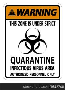 Warning Quarantine Infectious Virus Area Sign Isolate On White Background,Vector Illustration EPS.10