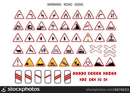  warning road signs. Vector illustration. Stock image. EPS 10..  warning road signs. Vector illustration. Stock image. 
