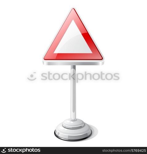 Warning road traffic sign isolated on white.