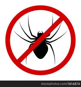 warning round sign about danger of poisonous insects. Attack of spider on humans. Isolated vector