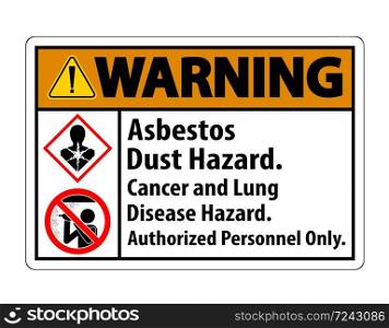 Warning Safety Label,Asbestos Dust Hazard, Cancer And Lung Disease Hazard Authorized Personnel Only