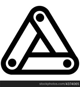 Warning sign board with triangular three side joining