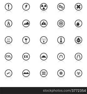 Warning sign icons with reflect on white background, stock vector