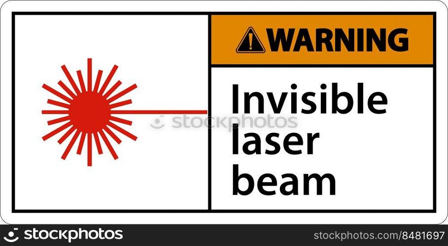 Warning Sign invisible laser beam On White Background