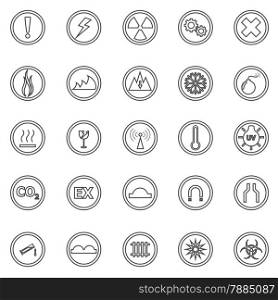 Warning sign line icons on white background, stock vector