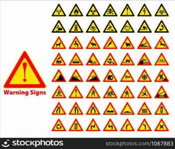 Warning sign symbol. Set design element.