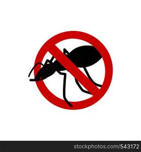 Warning sign with black ant icon in isometric 3d style isolated on white background. Sanitation and prohibition symbol. Warning sign with black ant icon
