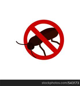 Warning sign with cockroach icon in isometric 3d style isolated on white background. Sanitation and prohibition symbol. Warning sign with cockroach icon