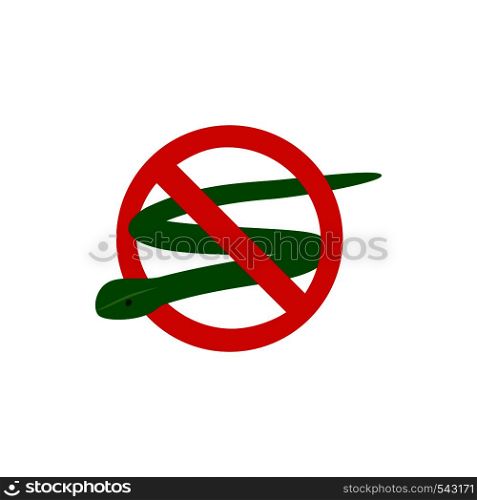 Warning sign with snake icon in isometric 3d style isolated on white background. Sanitation and prohibition symbol. Warning sign with snake icon, isometric 3d style