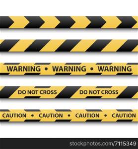 Warning sign, yellow and black stripe tapes, vector illustration