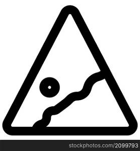 Warning signal for falling rocks on high terrain areas
