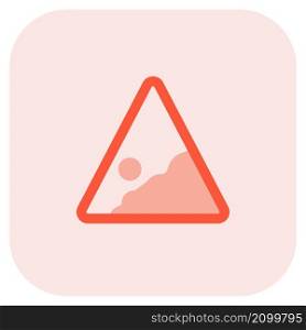 Warning signal for falling rocks on high terrain areas