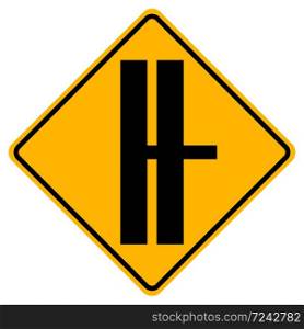 Warning signs Highway intersection ahead and T-Junction Traffic Road on white background