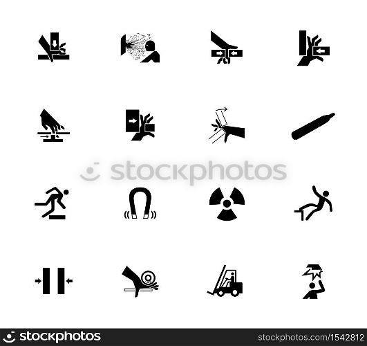 Warning signs,industrial hazards icon labels Sign Isolated on White Background,Vector Illustration