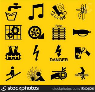 Warning signs,industrial hazards icon labels Sign Isolated on White Background,Vector Illustration