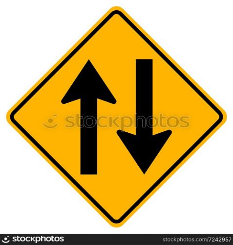 Warning signs Two-way traffic on white background