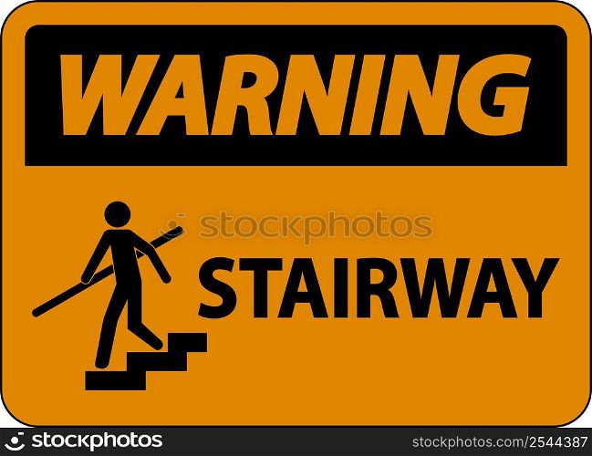 Warning Stairway Sign On White Background